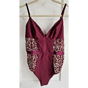 Victoria's‎ Secret very sexy burn-out velvet design bodysuit red Sz M